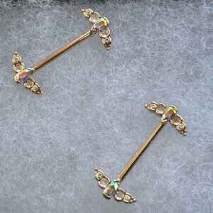 BVLA Nipple Jewelry Barbells Solid Rose Gold Moonstone & Topaz
